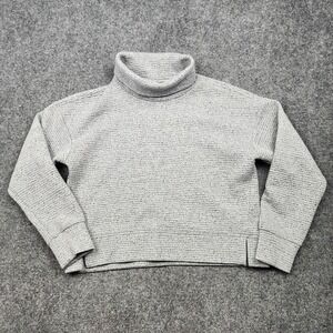 Calia Textured Knit Sweater Womens Medium Gray Turtleneck Pullover Stretch